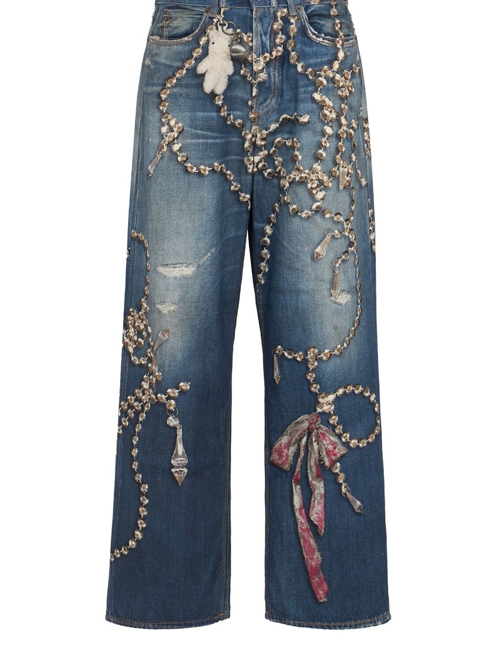 Acne studios Women’s Blue Embellished Jeans with Beaded Chain Detail